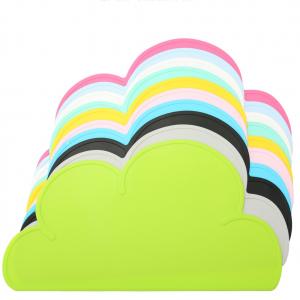 Cheap 47.5*27cm Waterproof Silicone Placemat Bar Mat Baby Kids Cloud Shaped Plate Mat Table Mat Set Home Kitchen Pads for sale