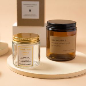 Glass Cosmetic Containers 4oz 8oz 16oz Clear Amber Straight Side Glass Jar with