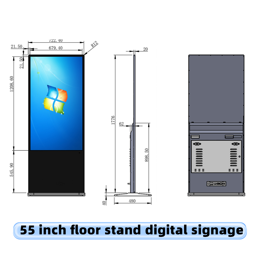 55" Full HD Touchscreen Standalone Kiosk Interactive Self-Service Terminal