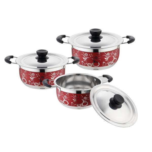 2019 hot selling 6pcs stainless steel cookware set & red color ,blue color 3pcs