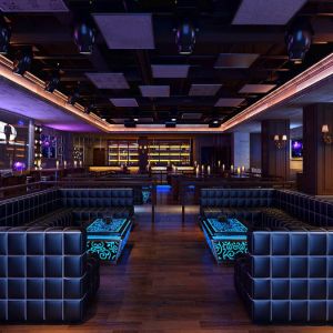 11 10 Seater Blue Black U Shaped Sectional Sofa With Recliners Led Cube Table