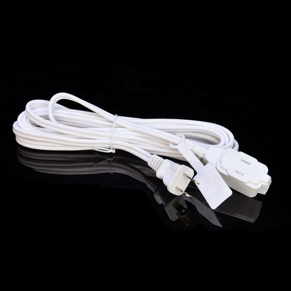 White ETL Standard 2 Pin Plug With 18 AWG Cable Nema 1-15p to 1-15r Male to Female Extension Cord with 13A Rated Current