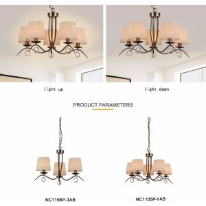 Modern metal chandeliers uk style with lampshahde Kitchen Dining room lighting