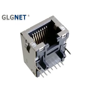 Latch Down Ethernet Rj45 PCB Mount Jack 1G Magnetic PA46 Housing With Lightpipes