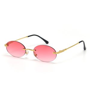UV400 Vintage Oval Sunglasses Small Metal Frame Candy Color