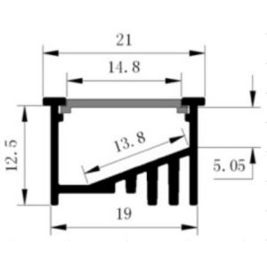 Double-Anodized Aluminum Led Strip Extrusions 21x12.5mm RoHS