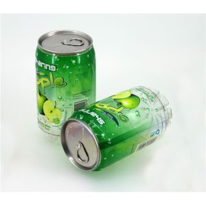 340ml Transparent PET Beverage Cans For Soda / Juice With Aluminum Easy Open Lid