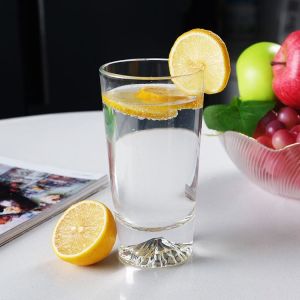 Reusable Embossed Highball Glass tumbler Clear For Juice Wine Milk