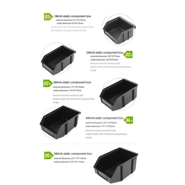 Small ESD Safe Plastic Boxes 350*265*125mm Anti Static Bin Glossy Lamination