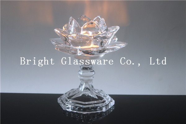 Quality Crystal lotus flower candle holder with glass stand wholesale