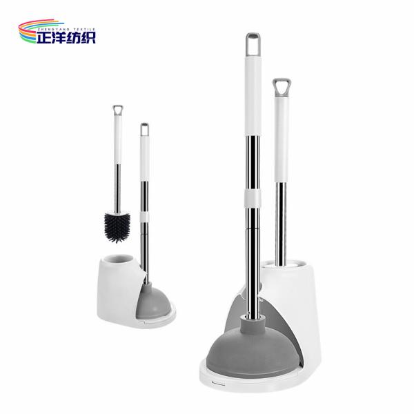 12" Bathtub Long Handle Cleaning Brush TPR Silicone Material Toilet Brush With Plunger And Holder Combo