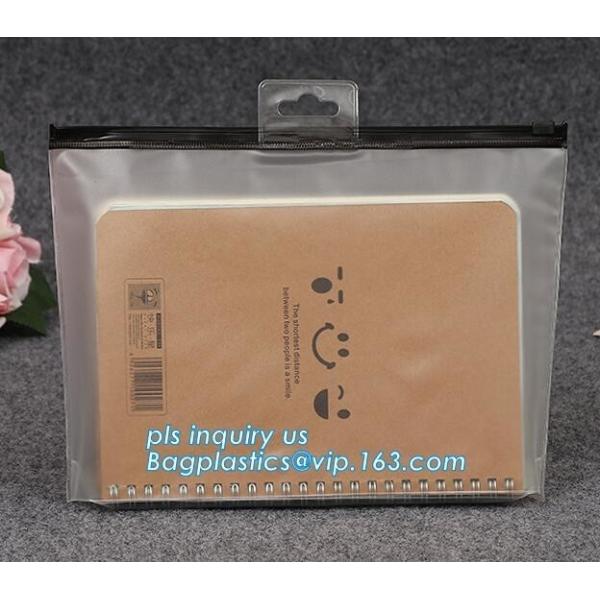 Quality cosmetic bag promotional printed plastic bag, Clear frosted matte plastic PVC apparel bag with zipper top, zipper top cl wholesale