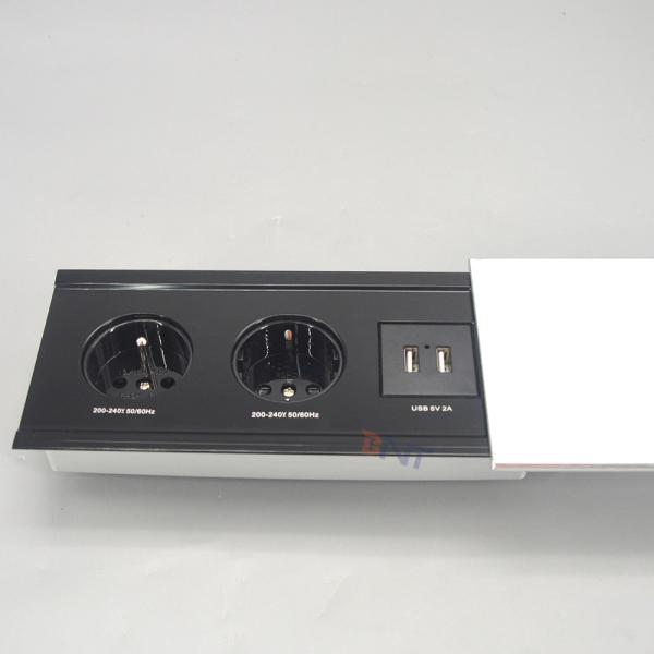 Quality Brushed Aluminum Box FR Power Sliding Cover Tabletop Power Data Outlets wholesale