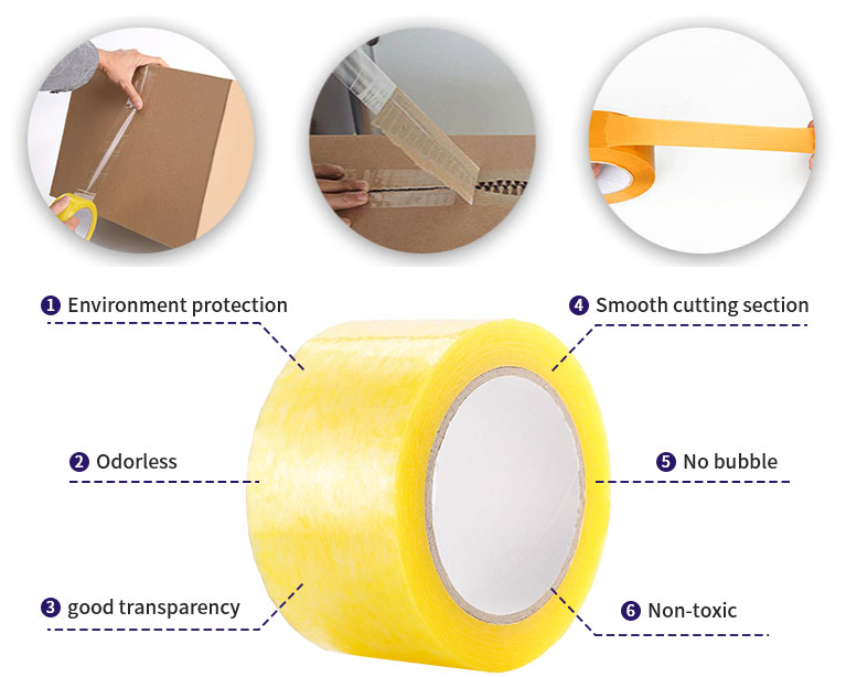 Acrylic BOPP Packing Tape Clear Adhesive Packing Tape Low Noise With Logo