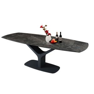 China Extension Ceramic Top Dining Table Tempered Glass Heavy Duty Steel Frame on sale