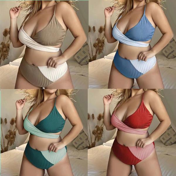 Quality Color Matching Plus Size String Bikini Strap Plus Size Womens Bathing Suits wholesale