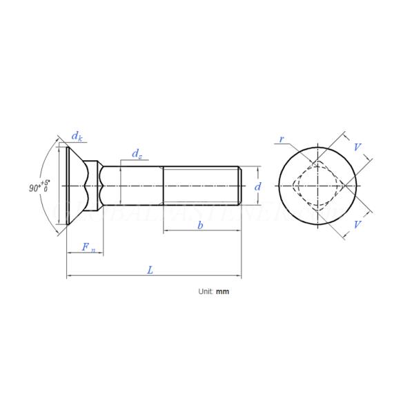 DIN608 Flat Countersunk Square Neck Carriage Bolt
