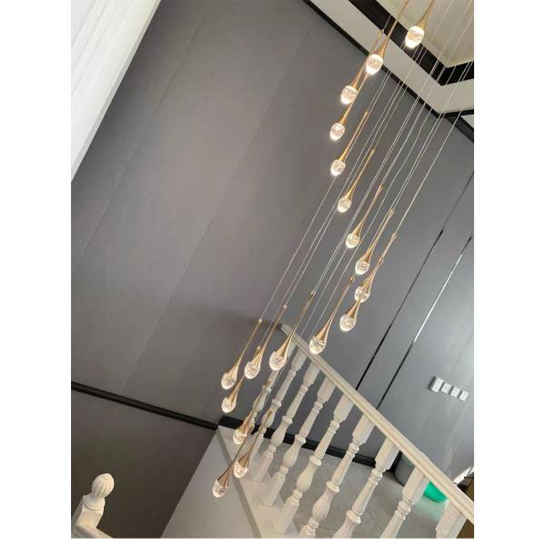 Modern staircase chandelier for living room crystal loft long hanging lamp guzhen lighting(WH-NC-61)