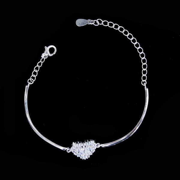 Ball Shape 925 Silver Cubic Zirconia Bracelet Magnet Design For Body Without Harm