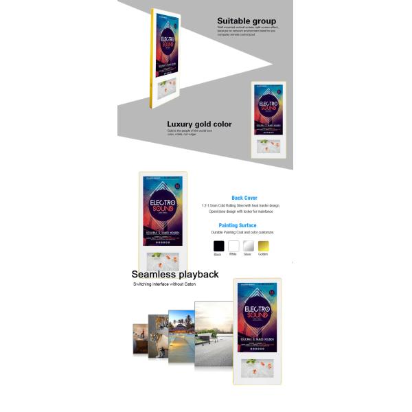 Wall Hanging Vertical Digital Photo Frame / Elevator Digital Signage Display 21.5 Inch Super Slim
