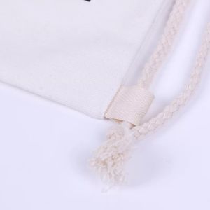 Recycled Cotton Blank Drawstring Bags / Promotion Canvas Drawstring Tote