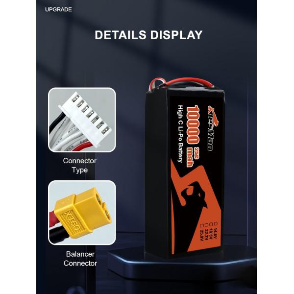 Lipo FPV Drone Battery XT90 10000 MAh 22.2V Lithium Polymer Pack for 10 inch