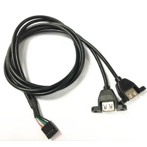 2 USB 2.0 Panel Female Connectors to 10 Pin 2.0mm