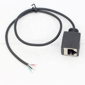 Female RJ45 Socket to Open Tinned Soldering 4 Wires Bare End Pigtail Cable