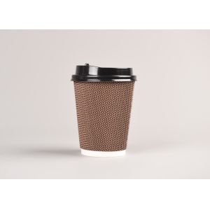 Take Out Triple Wall Cups With Lids , Ripple Paper Coffee Cups For Hot Drinking