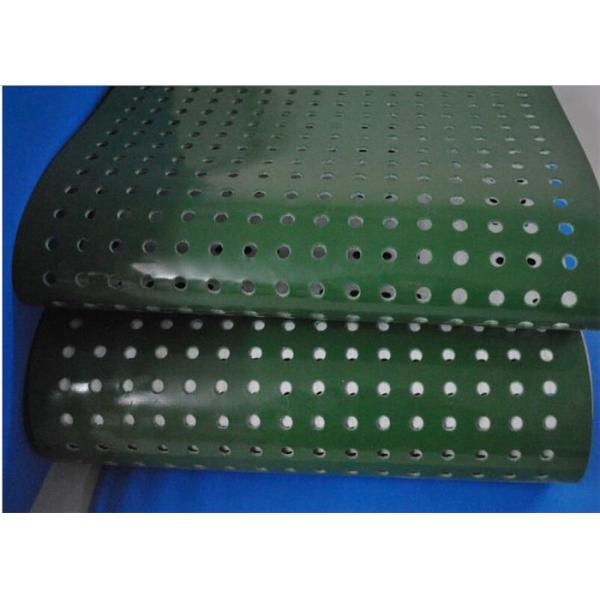 Green PVC Plastic Corrugator Conveyor Belt With Punching Holes For Lightweight