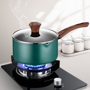 16 / 18 / 20cm Kitchen Sauce Pans Non Stick With Comfortable Wooden Handle