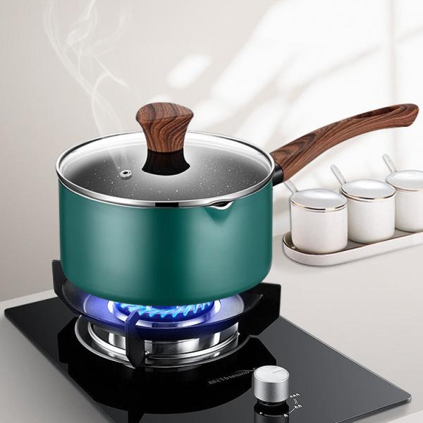 Quality 16 / 18 / 20cm Kitchen Sauce Pans Non Stick With Comfortable Wooden Handle wholesale