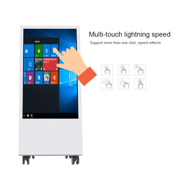 Full HD 1080p Kiosk Digital Signage Semi-Outdoor Mobile Kiosk 32'' With Battery / Wheels