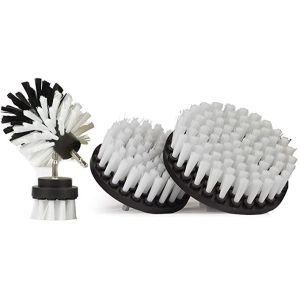White Soft Bristle Cordless Drill Attachment Cleaning Brush For Car Seats Carpet