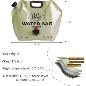 Collapsible Water Storage Carrier - 1.9 Gallon Portable Container with Spigot,