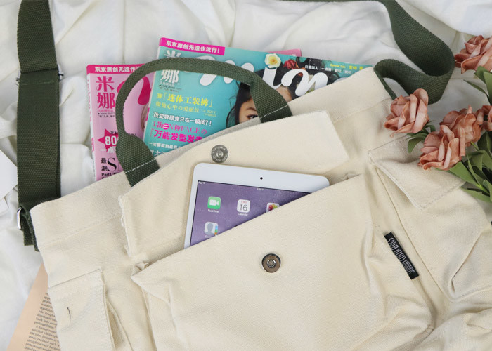 Nature Color Canvas Crossbody Tote , Olive Shoulder Canvas Tote Bag