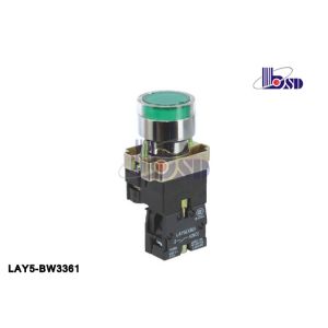 Emergency Signals Green Push Button Switch With LED Direct Bulb ROHS And UL