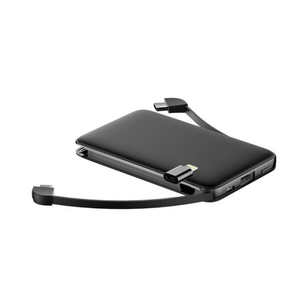 Quality Plastic Material Portable Power Banks Li Polymer Battery 10000mAh With Built In Cable wholesale