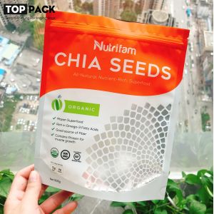 500g Stand Up Aluminum Foil Organic Chia Seed Packaging Bag With Window