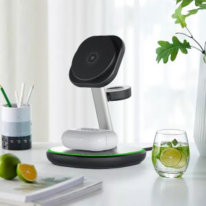 ABS 15W Qi Magnetic Multifunctional Wireless Charging Desktop 3 in 1 Stand for