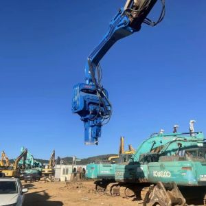 China Kobelco Excavator Mounted Hydraulic Vibrating Pile Driver For Pipe Type Sheet Piling on sale
