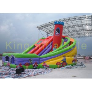 Great Inflatable Dry Slide Paradise With Castle / Turning For Kids Sliding Fun