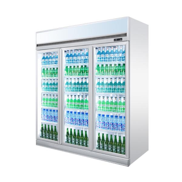 Quality Convenience Store Upright Glass Door Beverage Display Cooler 3 Doors Refrigerator wholesale