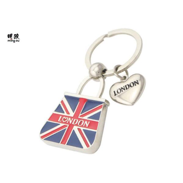 UK Style Design Metal Key Ring , Durable Engraved Metal Keychains With Flag