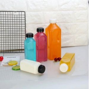 PET Plastic Beverage Bottles Clear Glass Bottles With Aluminium Screw Cap