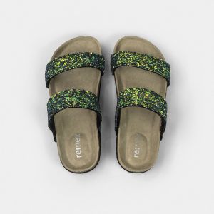 Green Shiny Slip Resistant Eva Slide Sandal With Double Strap