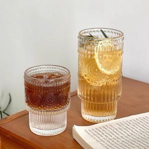 Transparent Coffee Ripple Glassware Ribbed Glass Cups Whiskey Juice Drinking