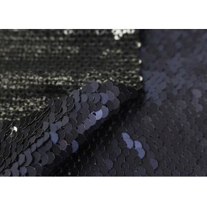 Navy Sequin Mesh Fabric , Embroidered Lace Fabric By The Yard For Evening