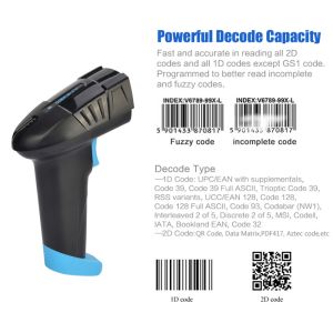 2D QR Code Wireless Barcode Scanner IP54 For Windows Mac IOS Android