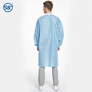 Manufacture Supplier Non woven SMS Disposable wear Lab Coat With Knit Cuffs and